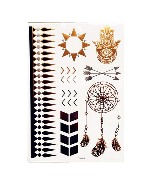 S.A.V.I 3D Temporary Tattoo Golden and Silver Metallic Sticker With God Om Letter Tree Design Size 21x15cm - 1pc. (25), Gold, 2 g