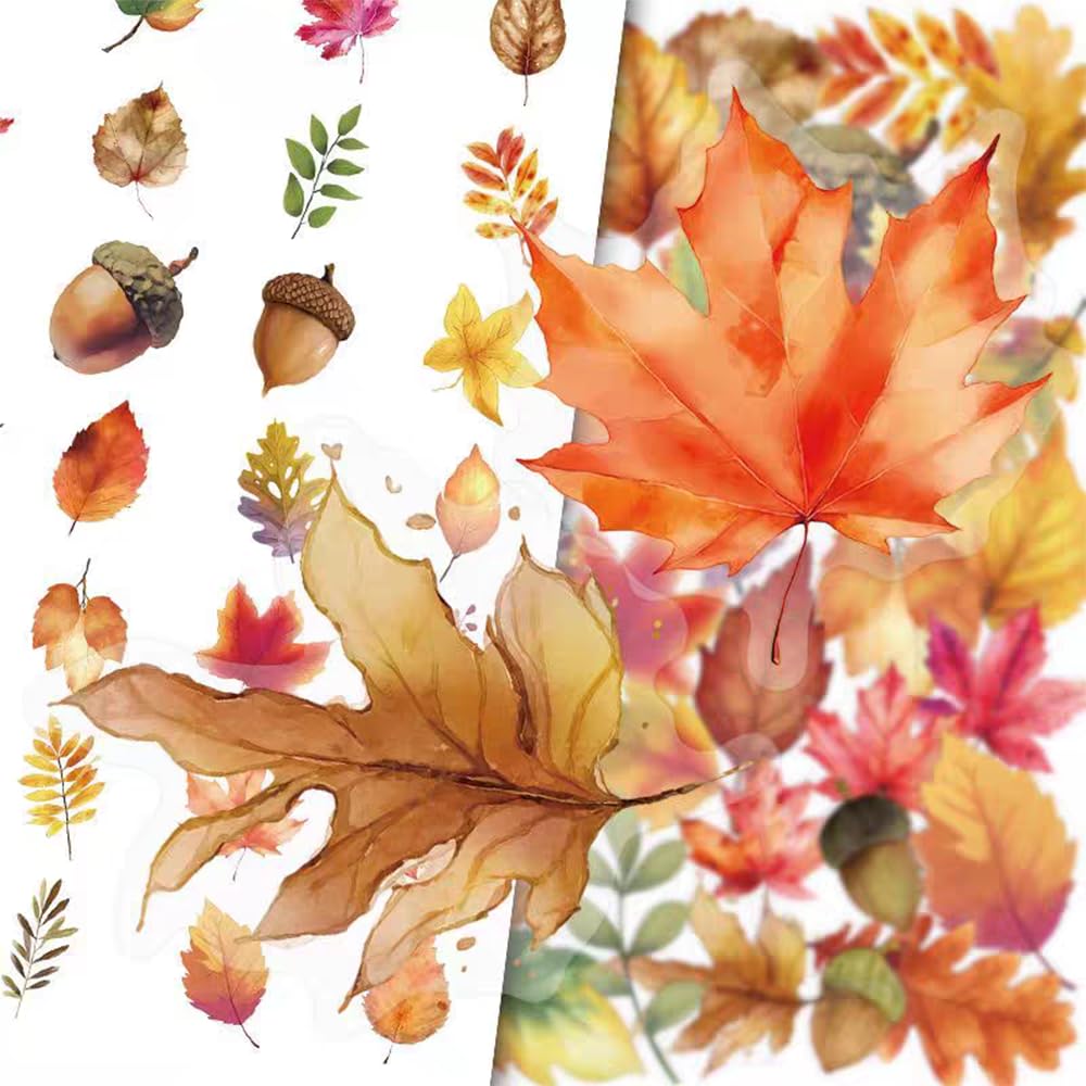 S.A.V.I Autumn Leaves Stickers Pack, 50 Waterproof Vinyl Decals