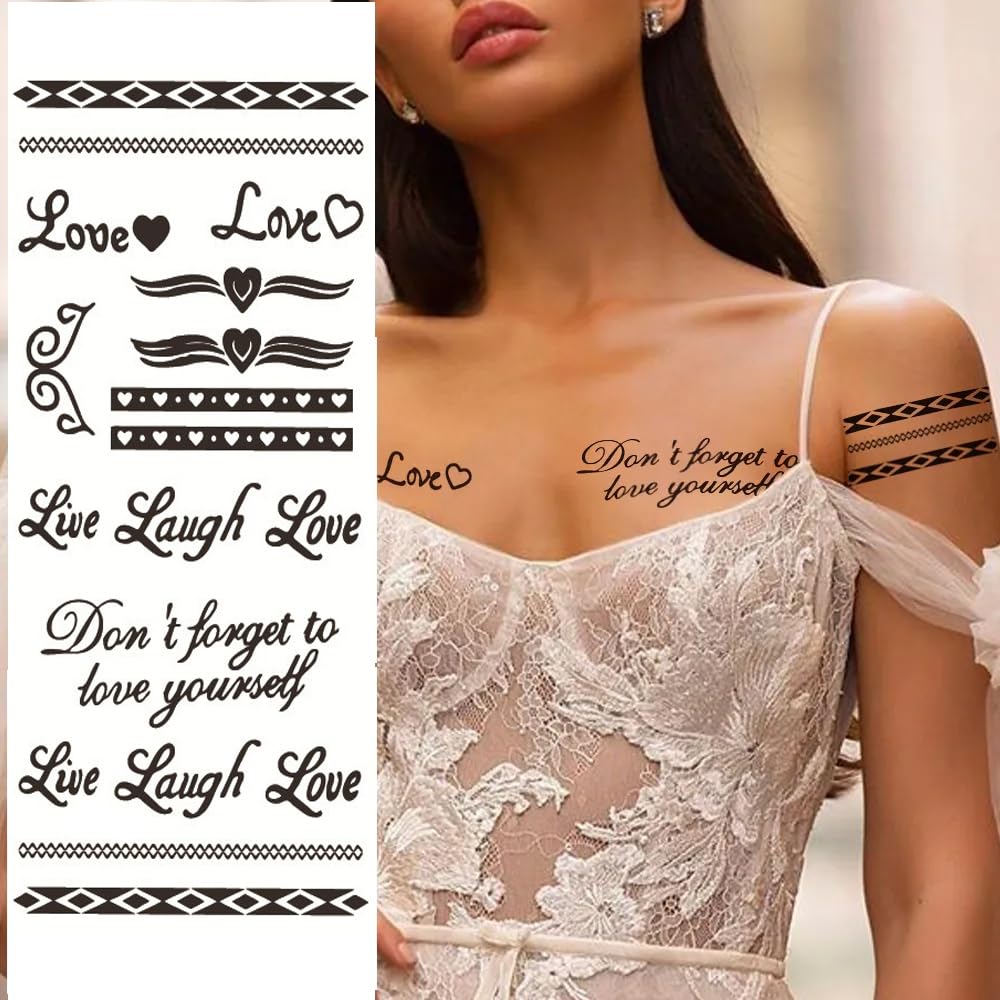 S.A.V.I Live Laugh Love Temporary Tattoo | Waterproof Arm  Body Sticker for Men  Women, 21x10cm