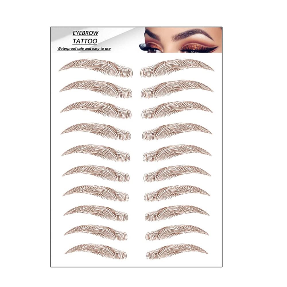 S.A.V.I 6D - 9 Pairs Natural Brown Eyebrow, Long Lasting Up to 4 Days, Waterproof Eyebrow Temporary Tattoo Sticker - 1 Sheet #9JD