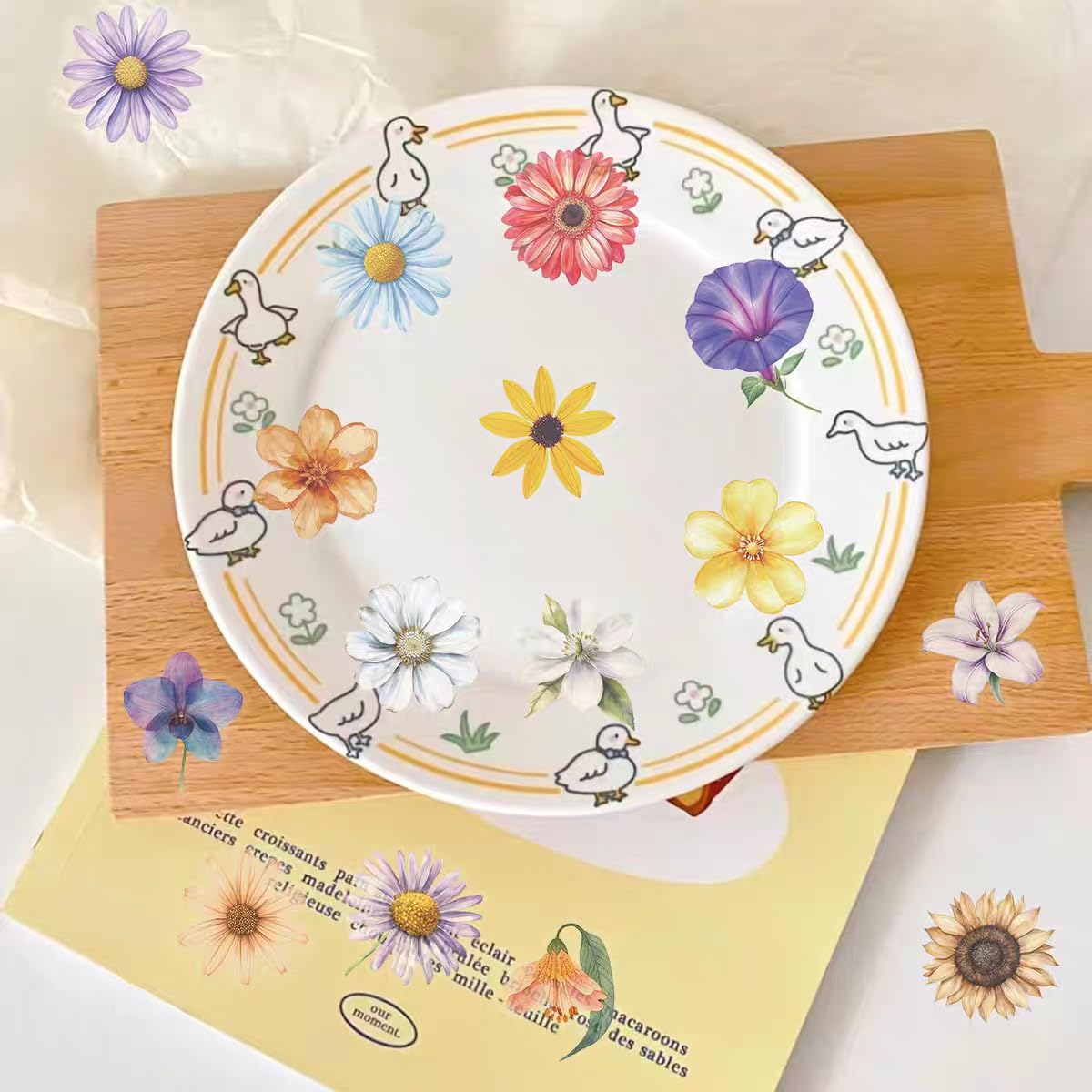 S.A.V.I 50 Pcs Floral Stickers Pack, Multicolor Waterproof Vinyl Decals