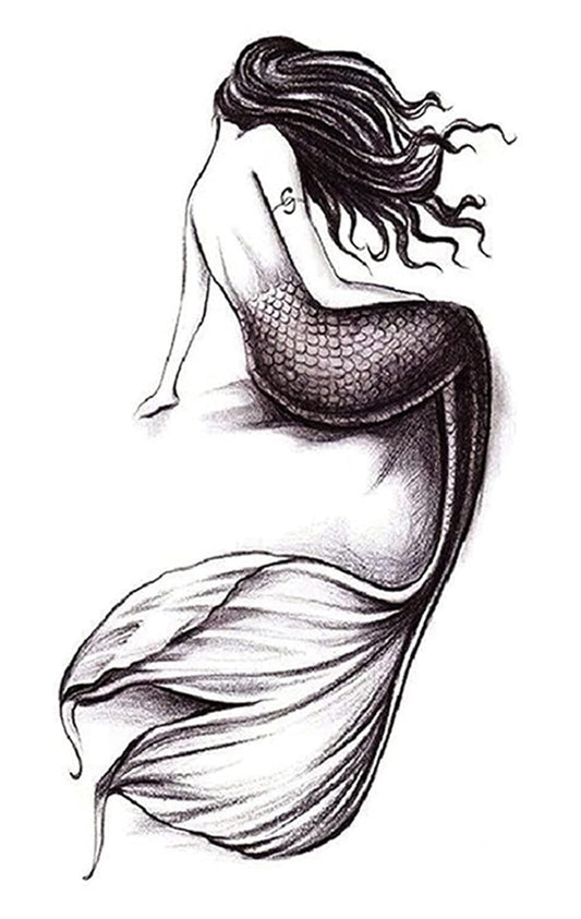 S.A.V.I Temporary Tattoo Stickers, Mermaid Sea Design For Men, Women Size 21x11cm - 1Pc.