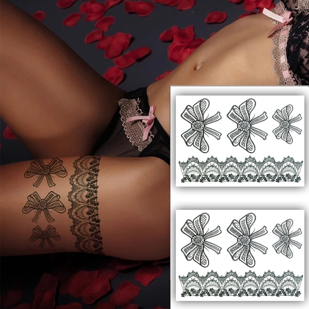S.A.V.I 2 Sheets, Black Henna Mehndi Temporary Tattoo Stickers, Floral Lace Design, 21x15cm, for Women  Girls