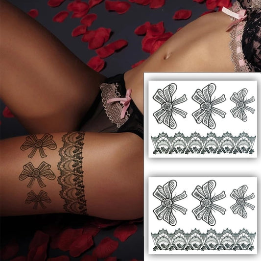S.A.V.I 2 Sheets, Black Henna Mehndi Temporary Tattoo Stickers, Floral Lace Design, 21x15cm, for Women  Girls