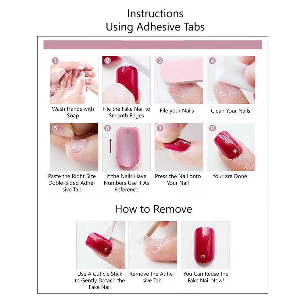 S.A.V.I 48 Pcs French Tip Fake Nails for Hands & Feet | Nude Pink White Press On Nails with Rhinestones | Medium Square Shape | Reusable Nail Art Kit for Women & Girls | Manicure Set