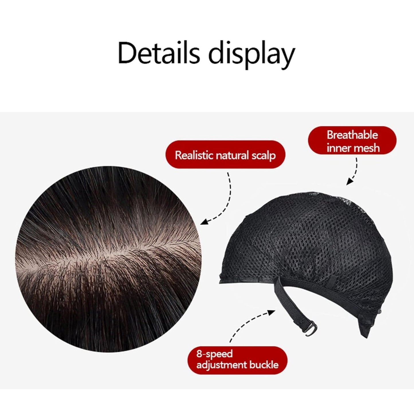 S.A.V.I Men’s Short Black Synthetic Wig with Natural Scalp Look | Realistic Hair Wig for Daily & Cosplay | Lightweight Breathable Cap | Comfortable Fit & Adjustable Size