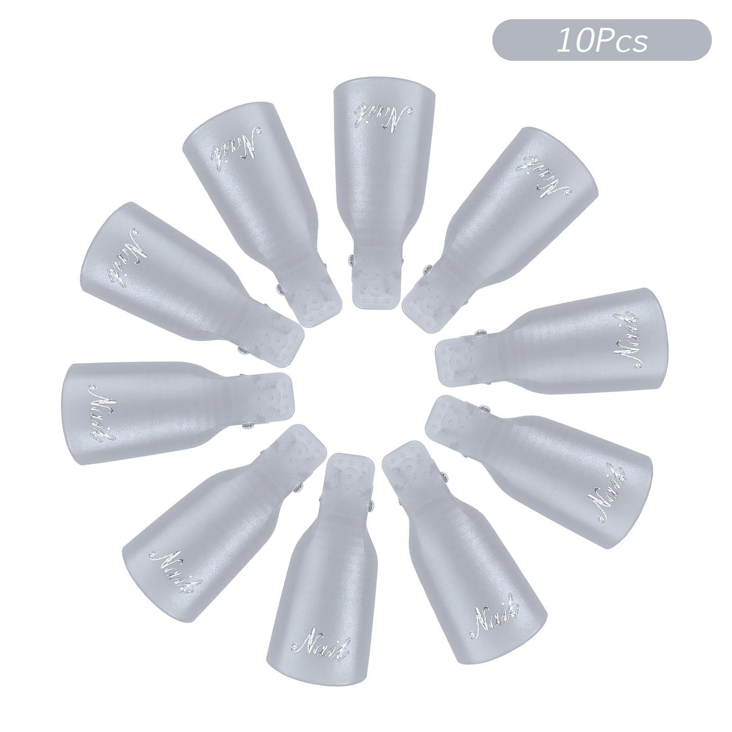 S.A.V.I Nail Polish Remover Clips Soak Off Caps Set of 10 | Reusable Acetone Wraps, UV Gel & Acrylic Use, Salon & Home Use, White Finger Covers, Manicure Tool