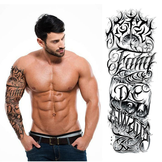 S.A.V.I Full Arm Tattoo, Tribal Totem Text Temporary Tattoo Sticker, Size 48x17CM