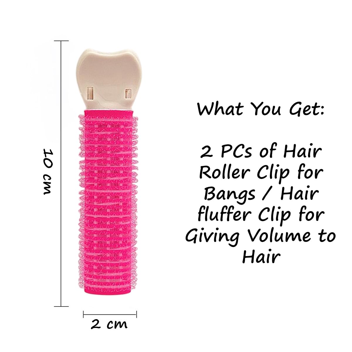 S.A.V.I 2 Pcs Pink Hair Root Volumizer Roller Clip Set for Women & Girls, Self-Grip Bangs Curler Puff Clips, Lightweight Hair Styling Tool for Fluffy Volume, Root Lift & Salon Look