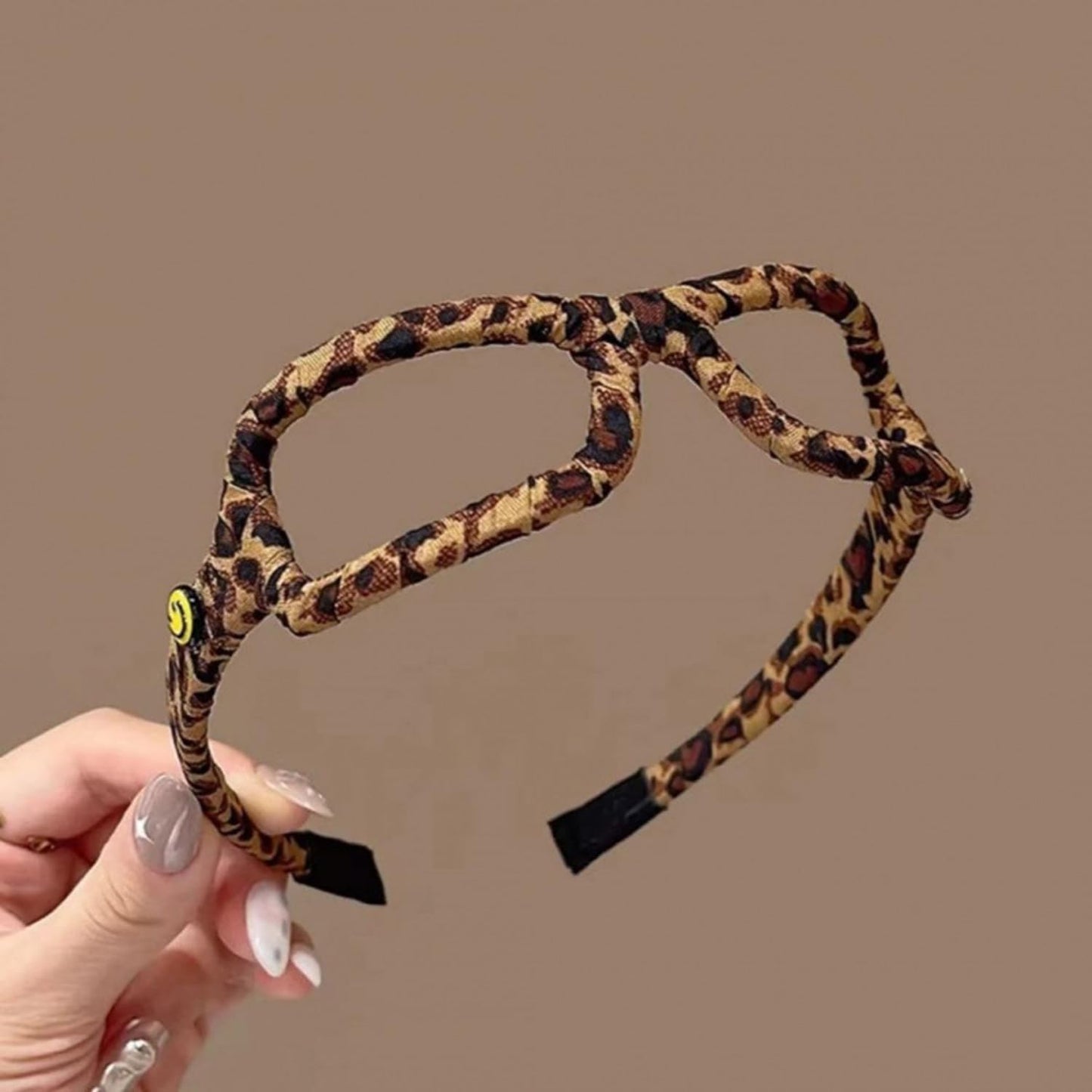 S.A.V.I Leopard Print Hair Band Sunglasses Style for Women, Brown Fabric Headpiece, 14 cm, Lightweight, Secure Fit, Durable, Casual & Party for Girls, Giftable Accessory
