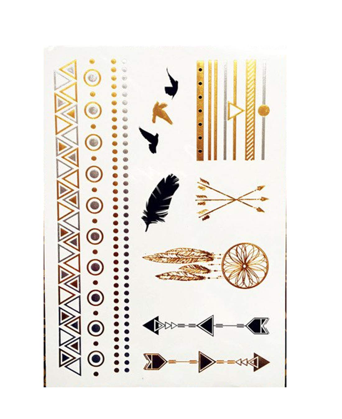 S.A.V.I 3D Temporary Tattoo Metallic Sticker, 21X15Cm, Gold, 2 G