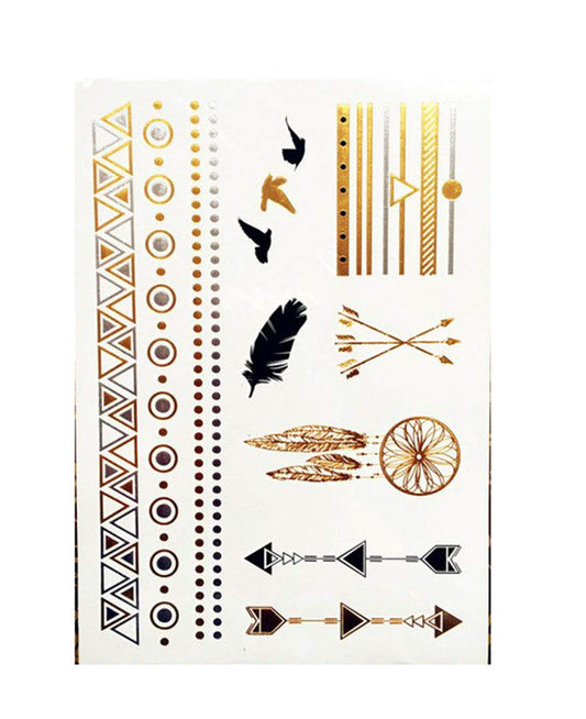 S.A.V.I 3D Temporary Tattoo Metallic Sticker, 21X15Cm, Gold, 2 G