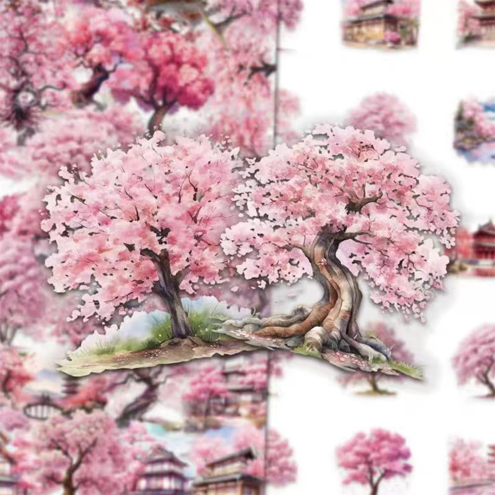 S.A.V.I Cherry Blossom Stickers Pack of 50, Vinyl Decals