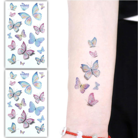 S.A.V.I 2PCS Glittery Butterfly Temporary Tattoo Stickers – Multicolor Shimmer Waterproof Body Art Sheets (12cm x 7.5cm) – Kids  Adults Tattoos for Parties, Festivals,  Fashion Accessories