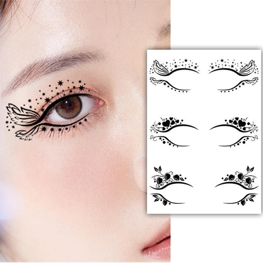 S.A.V.I 3 Pairs Elegant Black Temporary Eye Tattoos for Women | Eyeliner Stickers with Floral, Star  Artistic Designs | Waterproof, Long-Lasting Makeup for Festivals, Parties  Weddings | Easy to Apply