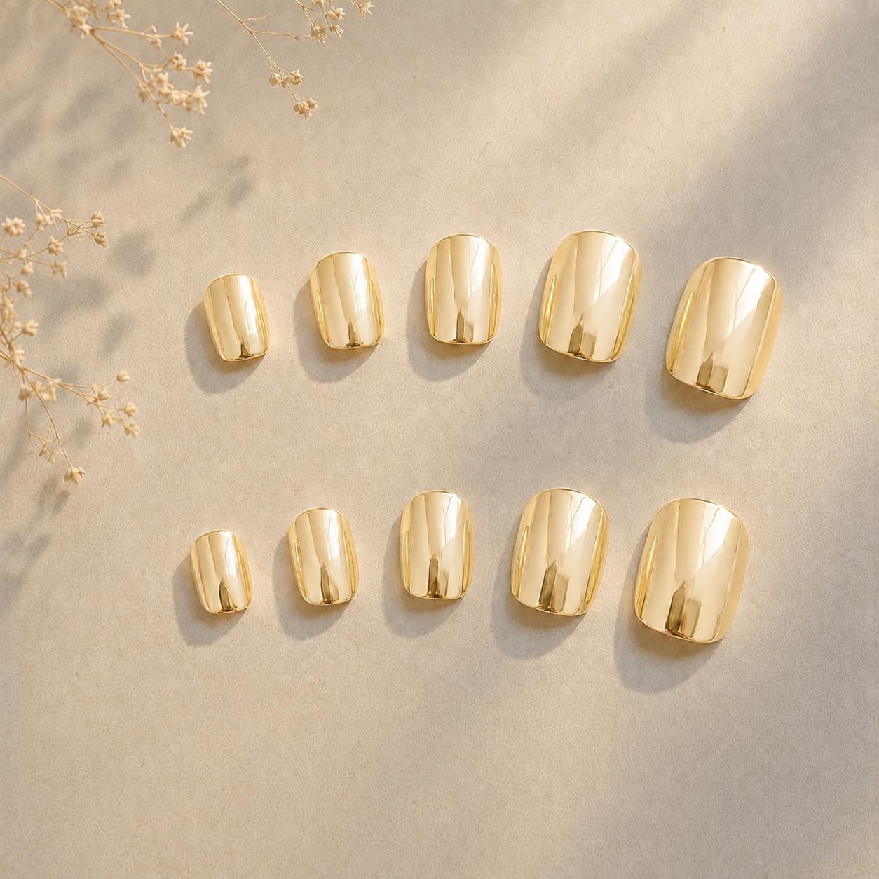 S.A.V.I Press on Nails Gold Chrome Short Square 24 Pcs