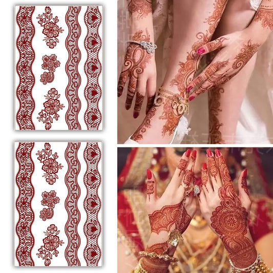 S.A.V.I (2 Sheets) Natural Mehendi Heena Tattoo Stickers – Waterproof 21x15cm Design for Women's Hands  Body