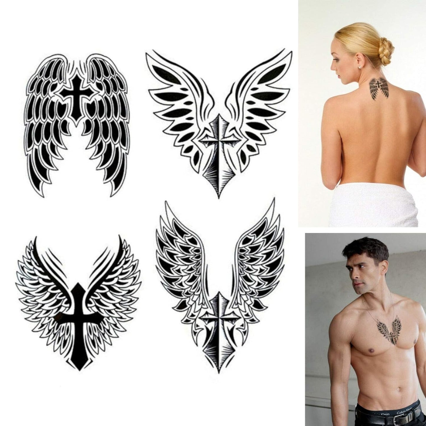 S.A.V.I 3D Temporary Tattoo Waterproof Sticker Beautiful Black Big Winged Man Popular New Designs Size - 21x15cm (501)