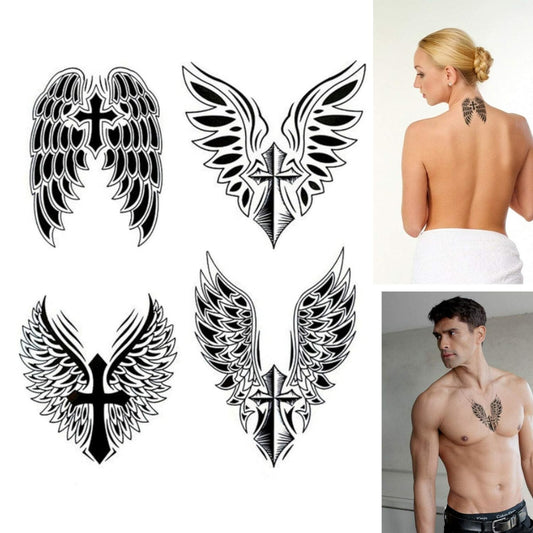 S.A.V.I 3D Temporary Tattoo Waterproof Sticker Beautiful Black Big Winged Man Popular New Designs Size - 21x15cm (501)