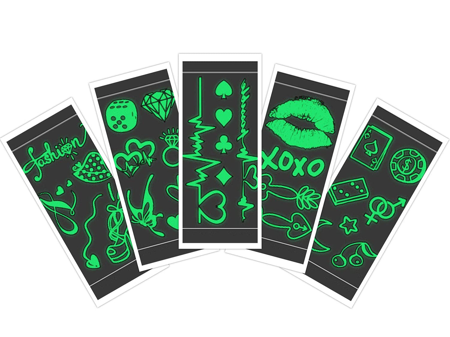 S.A.V.I 5PCS. Glow In Dark Temporary Tattoo Stickers for Adult Men Women, Luminous Fluorescent Tattoos Waterproof Fake Tattoo Body Art Water Transfer Stickers For Party Festival Club Decoration DIY