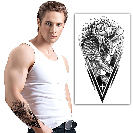 S.A.V.I 3D Realistic Waterproof Snake Tattoo Sticker - Black Color, 21x11cm