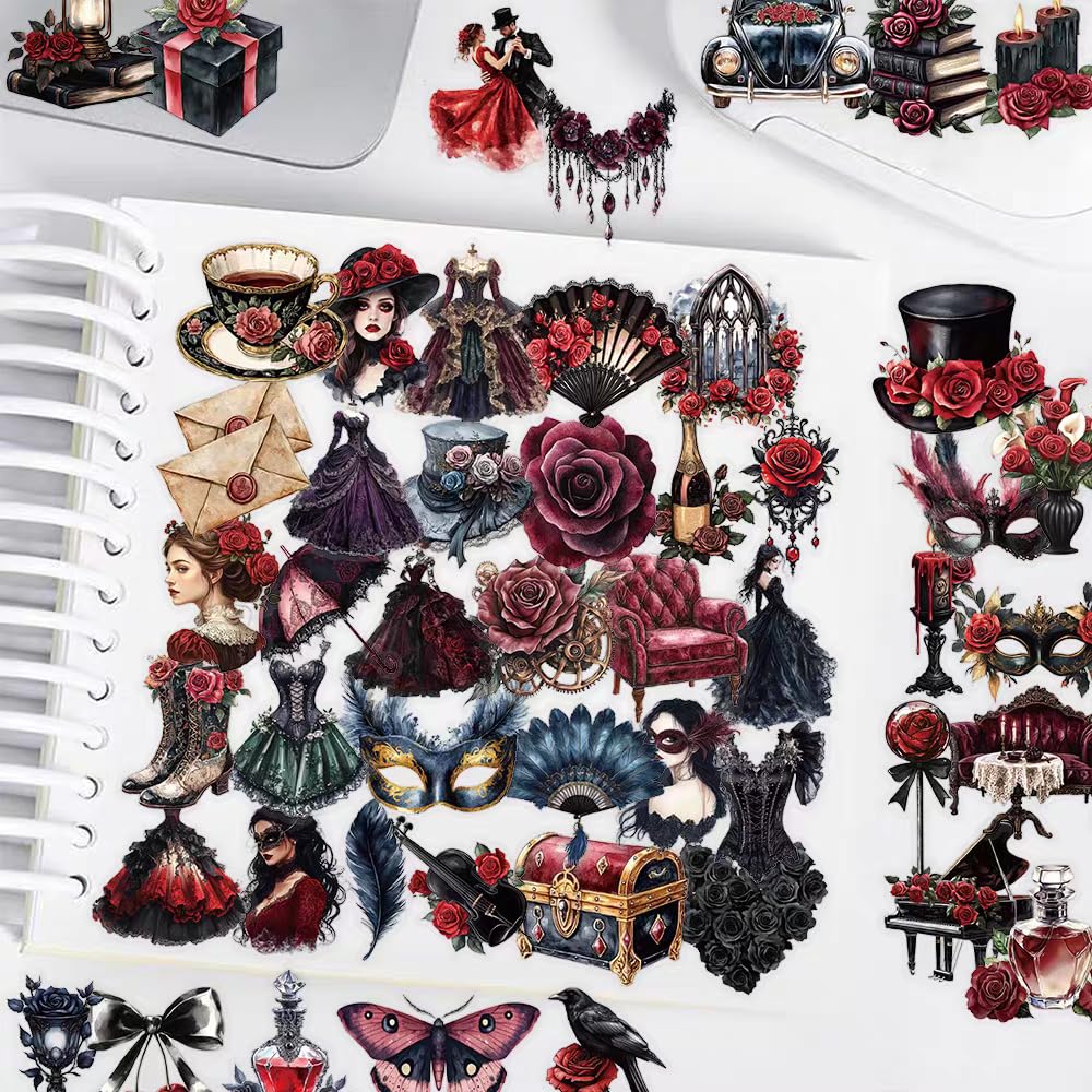 S.A.V.I 50 Pcs Gothic Vinyl Stickers Pack for Laptop & Water Bottle