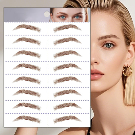 S.A.V.I 8 Pairs/1 Sheet - 6D Hair-Like Eyebrow Tattoo Stickers, Natural Brown Arch Shape, Waterproof & Sweatproof Temporary Eyebrow Patch, Safe Non-Toxic Self-Adhesive, Long-Lasting for Women & Girls (166)