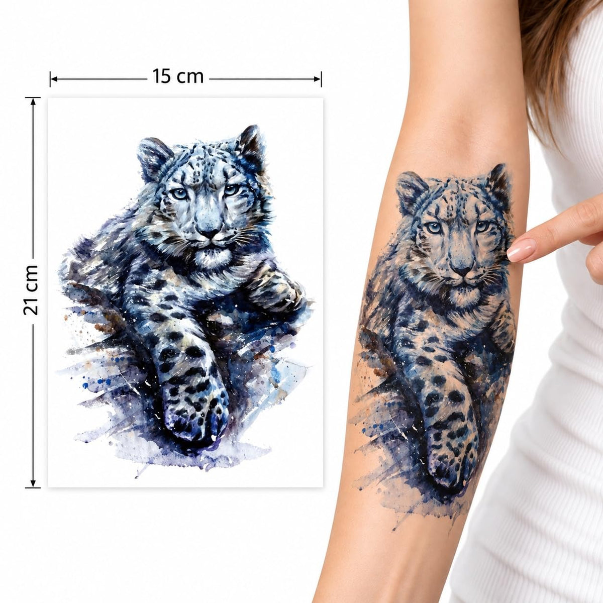 S.A.V.I Temporary Tattoo Stickers Lion Leopard Black & Blue 15x21cm
