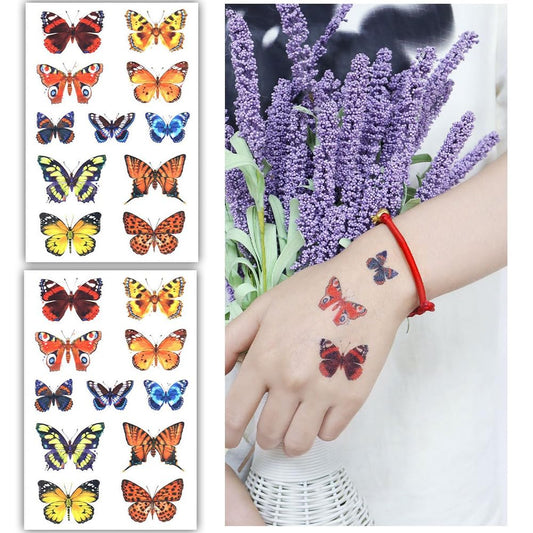 S.A.V.I 2 Sheets - Colorful Butterfly Temporary Tattoos for Kids  Adults (12x7.5cm) - Waterproof, Long-Lasting Body Art Stickers - Ideal for Parties, Festivals, Gifts - Easy Apply  Remove