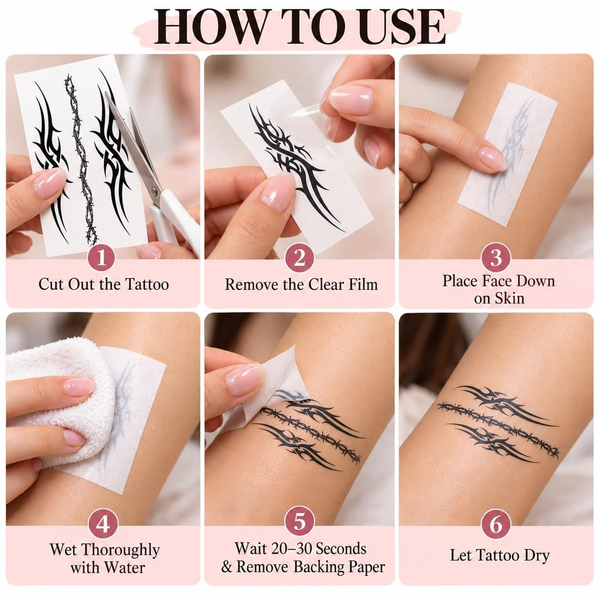 S.A.V.I 7 Temporary Tattoo Stickers Black Ink Tribal Body Art 6x10.5cm