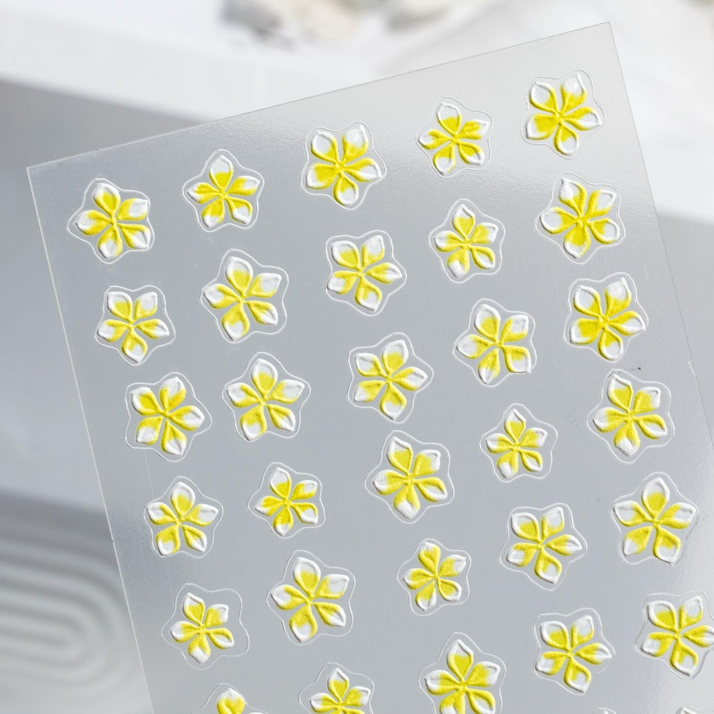S.A.V.I 2 Sheets - 3D Floral Nail Art Stickers Yellow & Pink Blue Flower Design, Self Adhesive Resin Decals, Glossy Raised Decoration for Gel Acrylic Nails