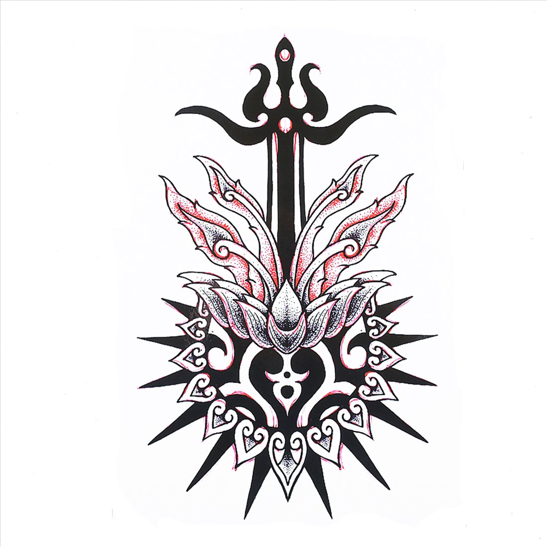 S.A.V.I 3D Temporary Tattoo Waterproof Sticker Beautiful Black Big Rose Tribal Totem Popular New Designs Size - 21x15cm