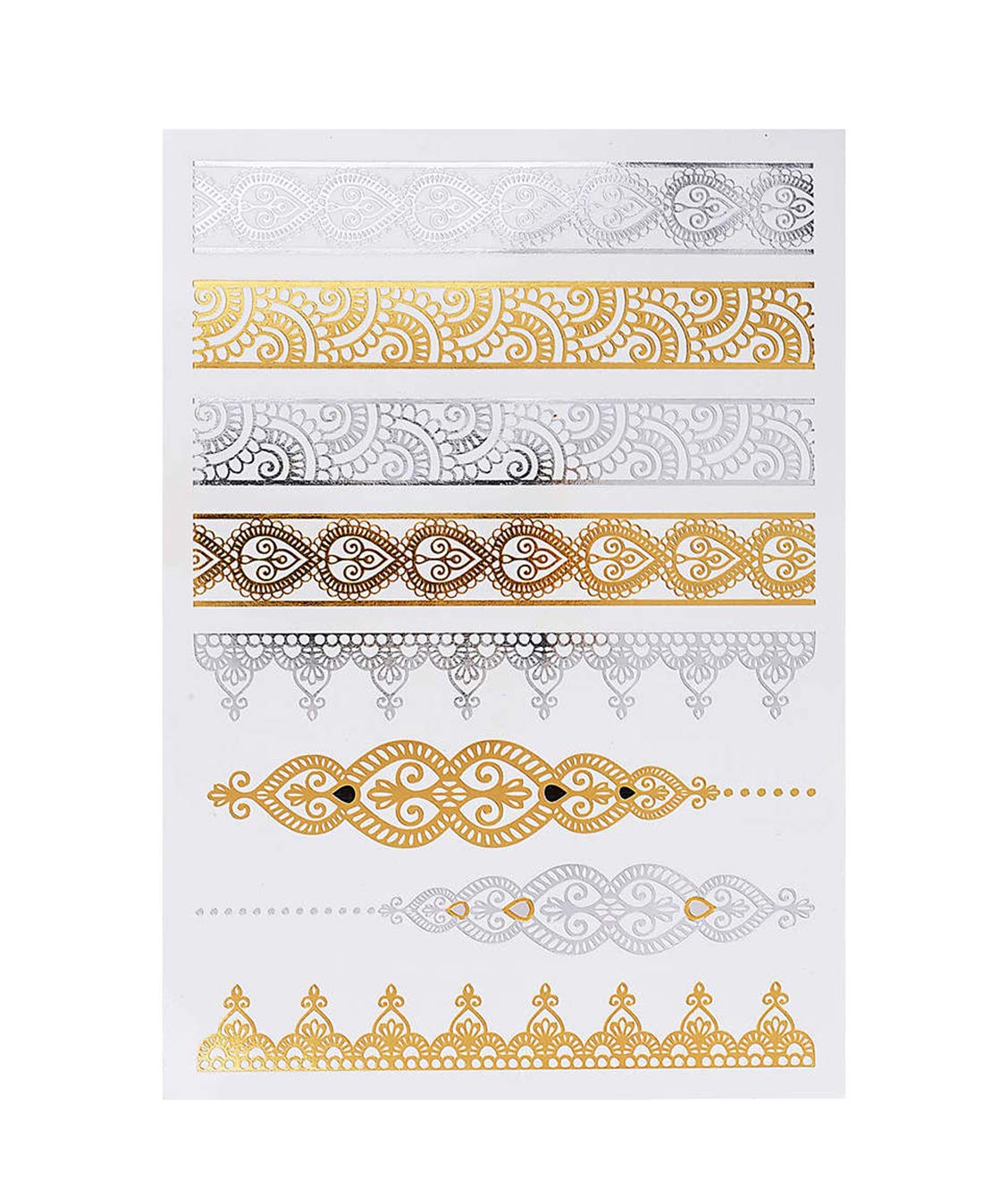 S.A.V.I 3D Temporary Tattoo Golden And Silver Metallic Sticker With God Om Letter Tree Design Size 21x15CM - 1PC. (34)