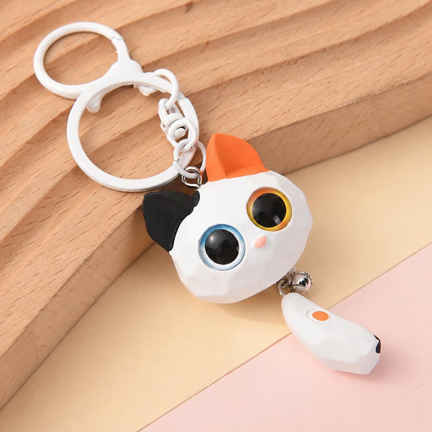S.A.V.I Cute Cat Keychain Resin Kawaii Key Ring Charm for Bags & Keys, White Finish, 7 x 3.3 cm Pendant, Durable Handcrafted Accessory, Lightweight Gift for Women, Girls, Backpack & Purse Decor