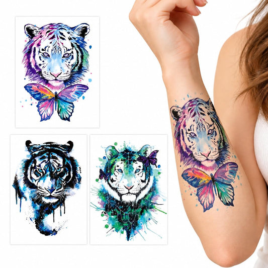 S.A.V.I Temporary Tattoo Stickers Tiger Design, 15 x 21 cm, 3 Sheets