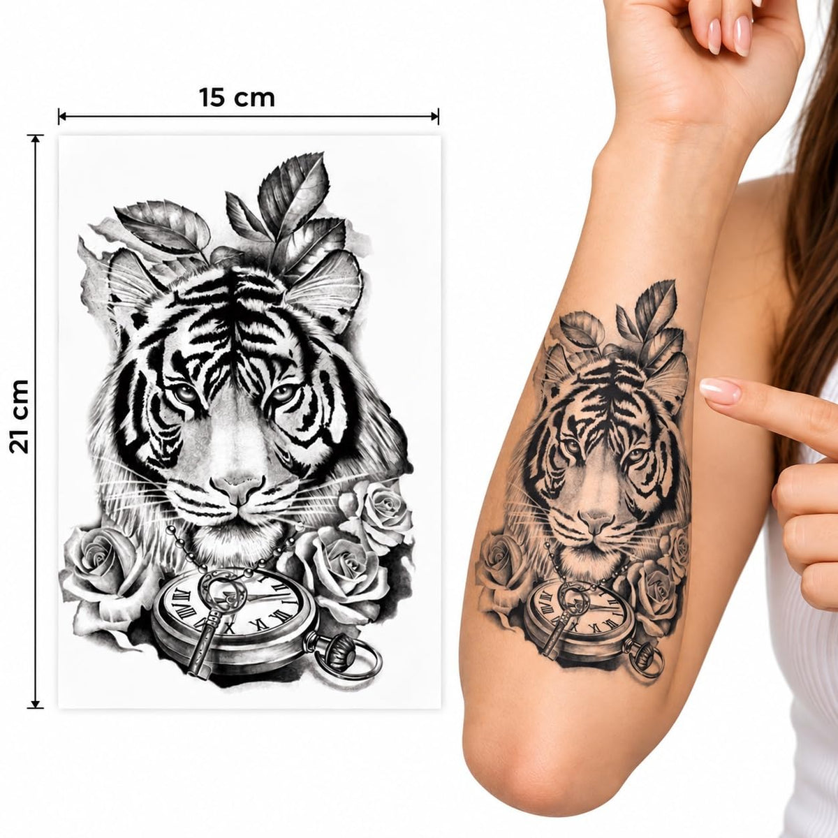 S.A.V.I Temporary Tattoo Stickers Tiger Lion Designs, 15x21 cm
