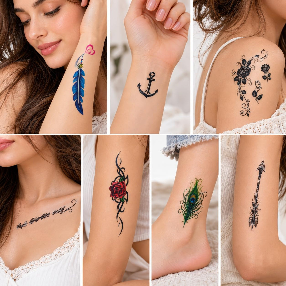 S.A.V.I Temporary Tattoo Stickers for Women, Waterproof Body Art