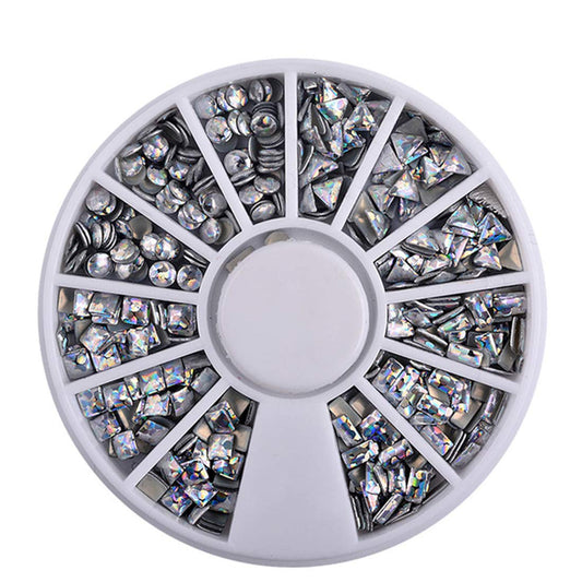 S.A.V.I 1 Pc. DIY 3D Nail Art Manicure Decoration Wheel Acrylic Crystal Glitter Rhinestones - 12 Styles