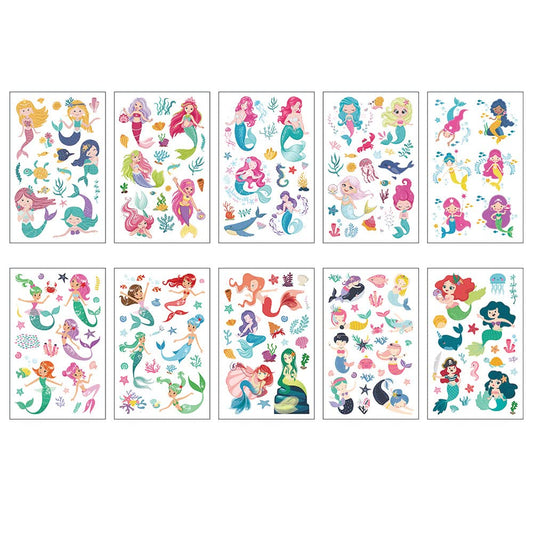S.A.V.I 10PCS. Colorful Mermaids Temporary Tattoo Stickers For Kids