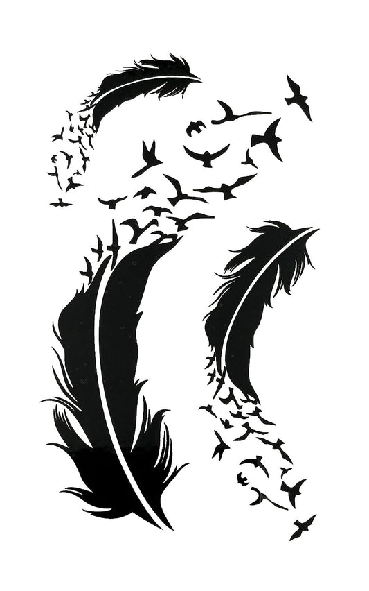S.A.V.I 3D Temporary Tattoo Black Feather Design Size 10.5x6CM - 1PC.