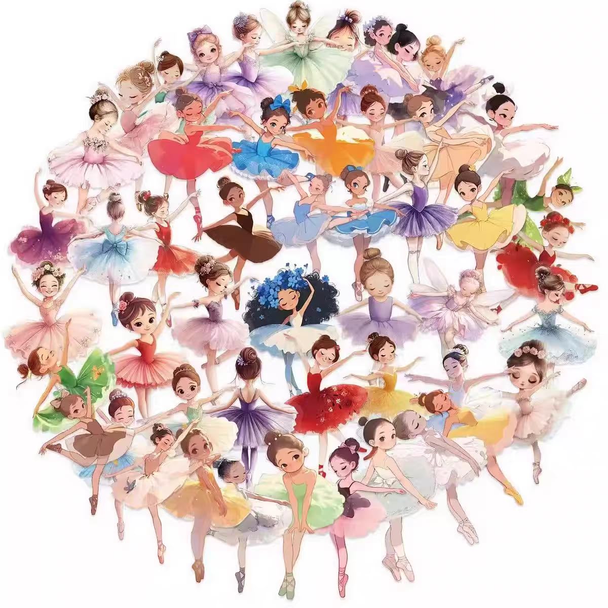 S.A.V.I 50 Pcs Cute Ballerina Princess Stickers for Kids Girls, PVC