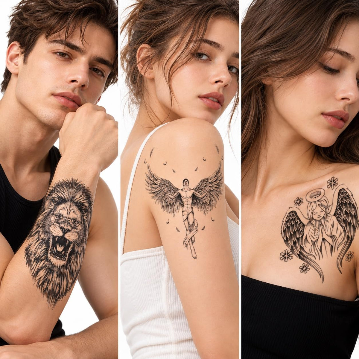 S.A.V.I Temporary Tattoo Stickers Lion Angel, 3 Sheets, 15x21 cm