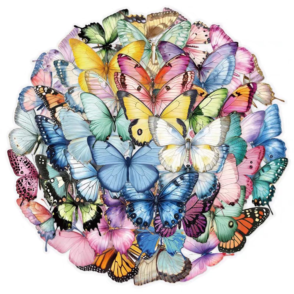 S.A.V.I 50 Pcs Butterfly Stickers Pack | Waterproof Vinyl Decals