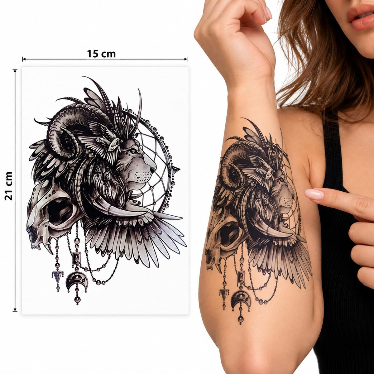 S.A.V.I Temporary Tattoo Stickers 3 Gothic Designs 15x21 cm Sheet