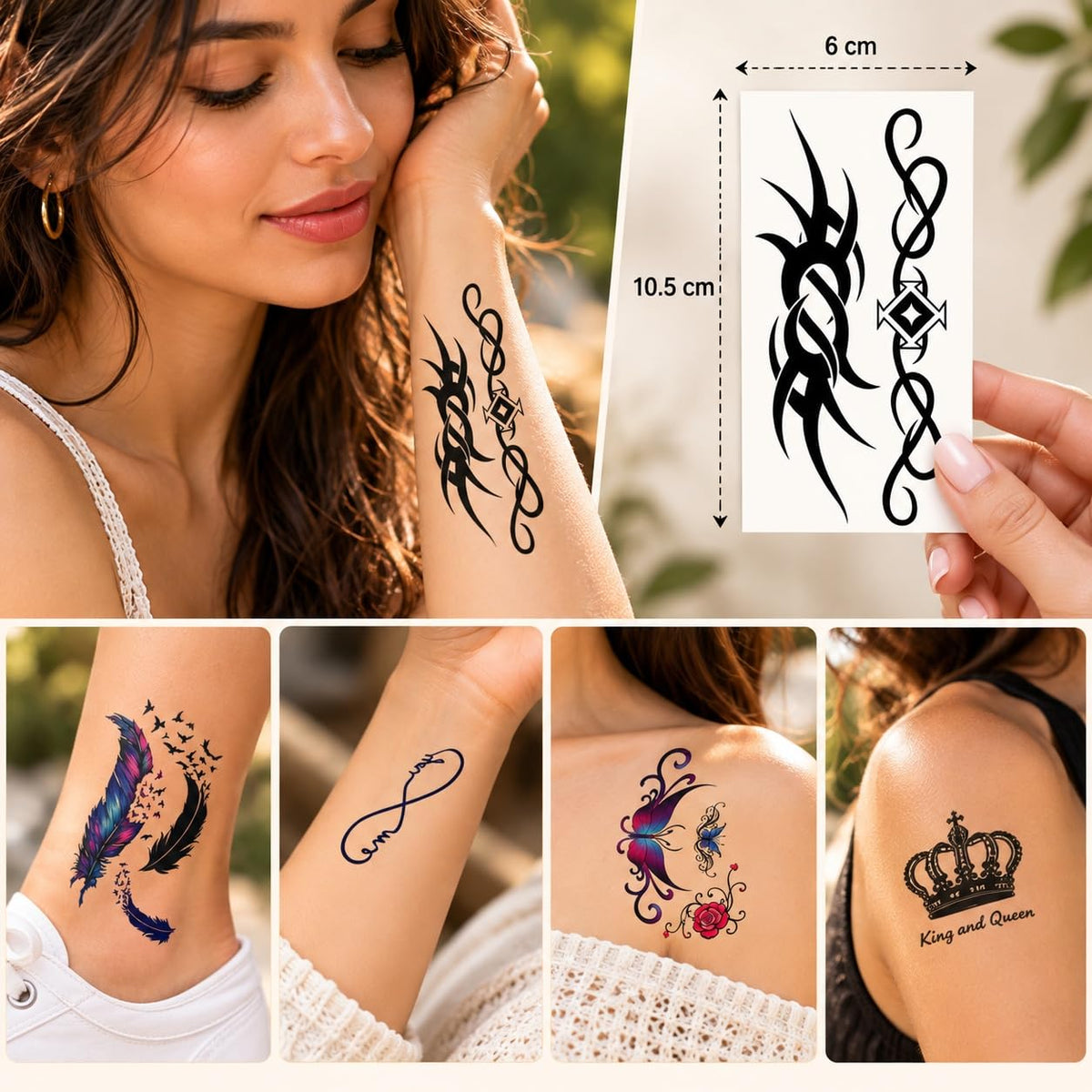 S.A.V.I Temporary Tattoo Stickers for Women, Multicolour, 7 Sheets