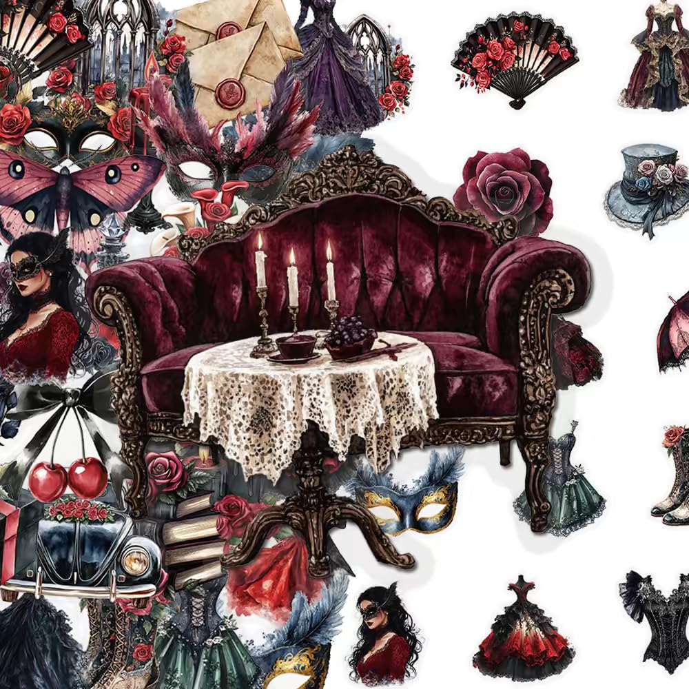S.A.V.I 50 Pcs Gothic Vinyl Stickers Pack for Laptop & Water Bottle