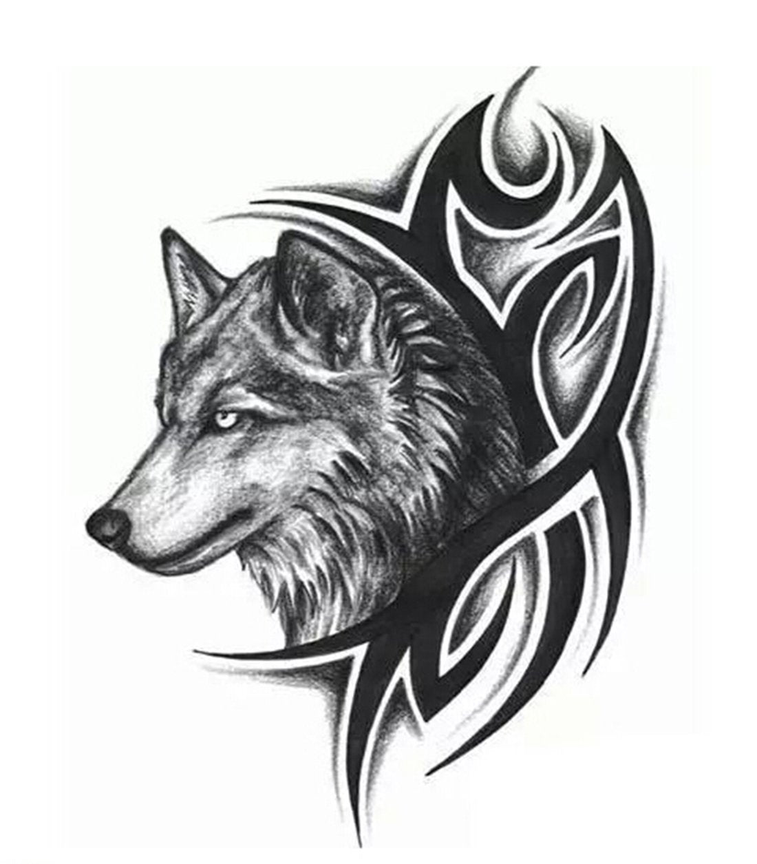 S.A.V.I Temporary Tattoo For Girls Men Women 3D Wolf Sticker Size 21x15CM - 1PC.