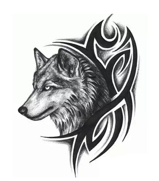 S.A.V.I Temporary Tattoo For Girls Men Women 3D Wolf Sticker Size 21x15CM - 1PC.