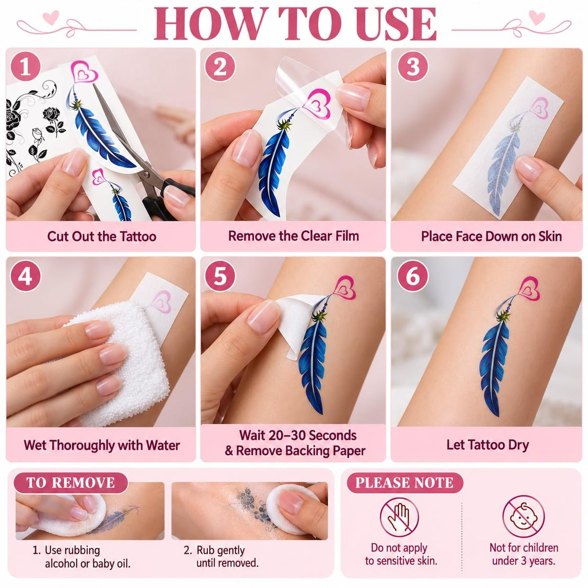 S.A.V.I Temporary Tattoo Stickers for Women, Waterproof Body Art