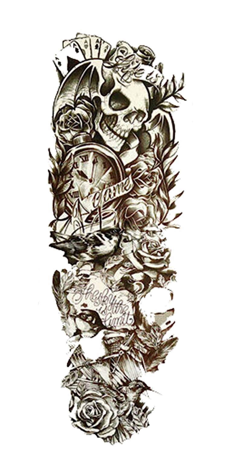 S.A.V.I Full Arm Hand Temporary Tattoo For Men Girls Women Sticker Size 48x17cm